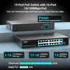 16 Port PoE Switch Unmanaged, 16 Port PoE+@250W, 2 Gigabit Uplink Ports, 1 SFP Port, NICGIGA 19 Port Network Power Over Ethernet Switch, VLAN Mode, AI Watchdog 19 inch RackMount, Plug and Play. view 2