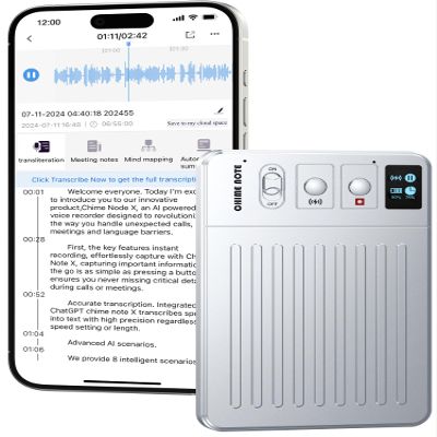AI Voice Recorder Call Chatgpt, Digital Voice Recorder Support Free Audio Transcription and Text Summary,APP and Web Sync,107 Languages, 60H Recording, Applicable to Lecture, Meeting, Interview, etc