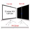 ROFBIHG Projector Screen and Stand 16:9 HD 160 Viewing Angle Wrinklefree Tripod Screen Pull Up Foldable Stand for Home Cinema Theater Presentation Education Outdoor Indoor Public Display(16:9 72in) view 2