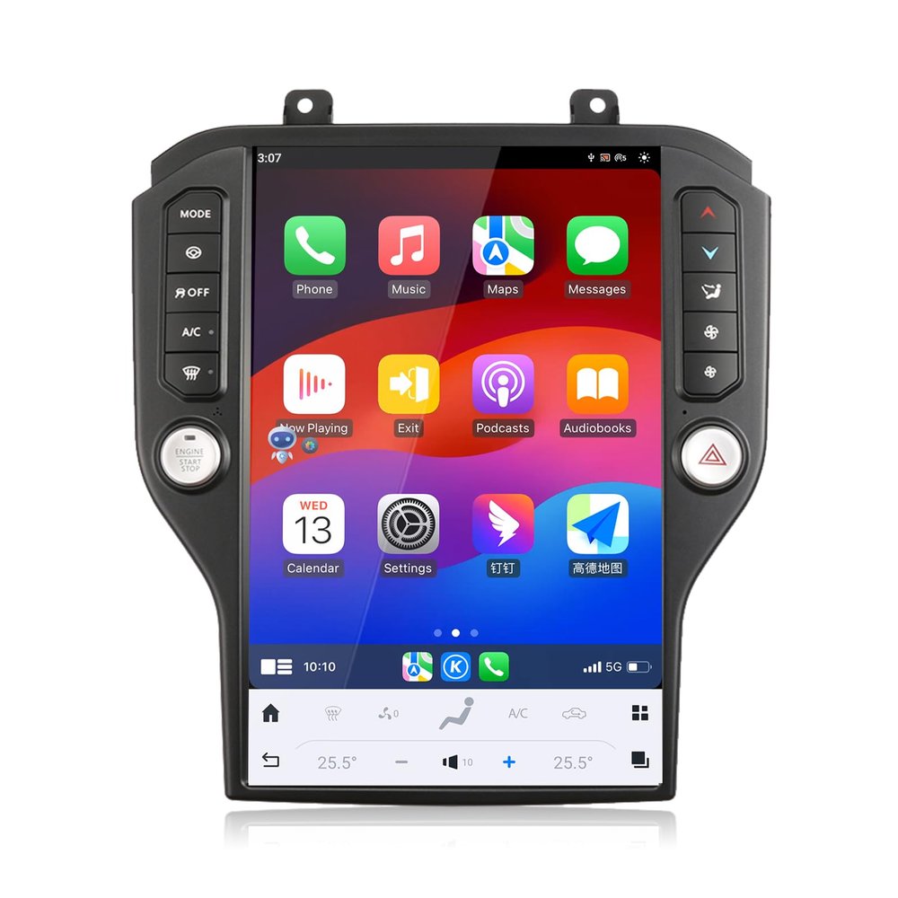 14.4 Inch Qualcomm Android 13 Car Radio for Ford Mustang 2015-2020 Stereo Upgrade Tesla Style Dash IPS Touch Screen Android Auto GPS Navigation Head Unit Audio Multimedia Player (SYNC 3,8+128GB)