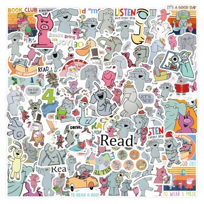 120pcs Elephant and Piggie Stickers Aesthetic Waterproof Stickers Luggage Skateboard Water Bottle Stickers Decal Bicycle Bumper Snowboard Decorate Gift.