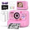 Instant Print Camera for Kids Age 3-12 Girls Boys 1080P HD Digital Video Cameras with 5 Print Paper & 32G Card Toddler Portable Travel Toys Camera for Christmas Birthday Gifts view 1