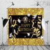 15x8ft Happy Birthday Backdrop Black and Gold Crown Diamond Luxury Background Party Supplies Glitter Dots Banner Wall Decoration Cake Table Decor Photography Women Men Photo Studio Props view 4
