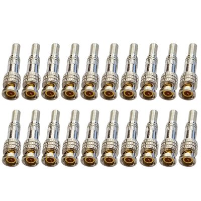 Surveillance Camera Cables - 20Pcs BNC Male Connectors RG59 RG6 Screw-on Gold Plated Coaxial Terminal for CCTV Security Systems (D00004)