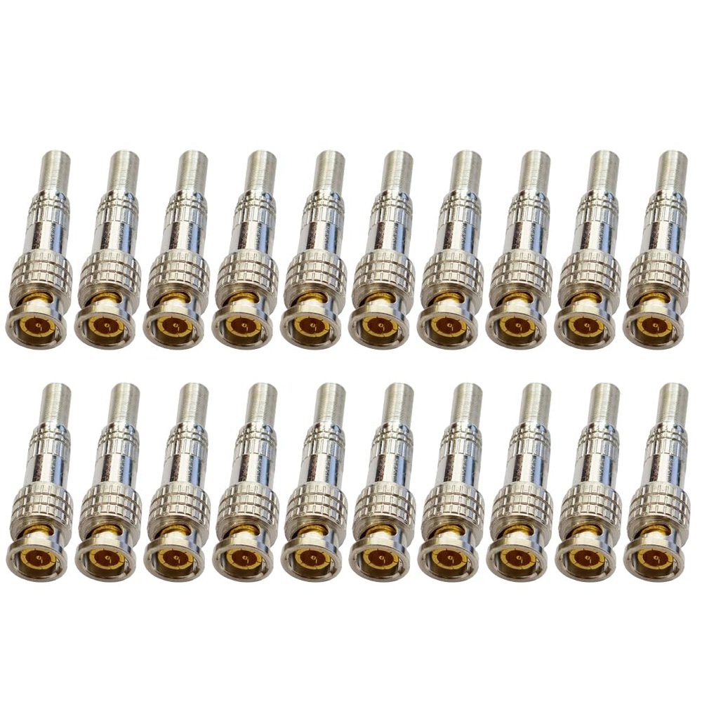 Surveillance Camera Cables - 20Pcs BNC Male Connectors RG59 RG6 Screw-on Gold Plated Coaxial Terminal for CCTV Security Systems (D00004)
