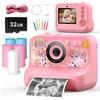 Instant Print Camera for Kids Age 3-12 Girls Boys 1080P HD Digital Video Cameras with 5 Print Paper & 32G Card Toddler Portable Travel Toys Camera for Christmas Birthday Gifts view 1
