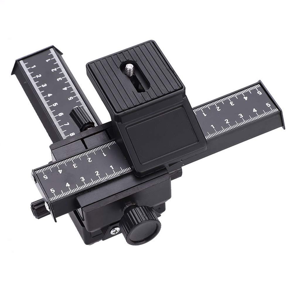 4 Way Macro Focusing Focus Rail Slider, Quarter Inch Mounting Screw, for Macro Photography and Close Up Shooting, Compatible with DSLR Camera, Camcorder