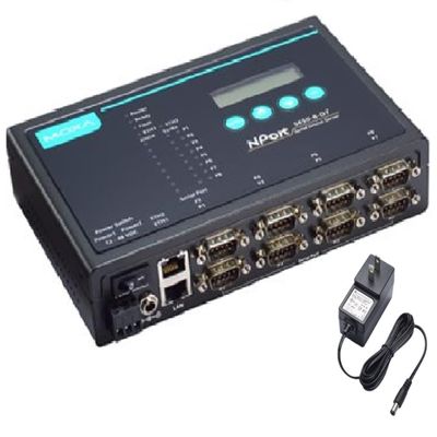 Moxa NPort 5650-8-DT with Adapter 8 Port RS-232/422/485 Desktop Mode Device Server, US Plug, 3 in 1, DB9 Male, 12-48VDC(Adapter Included)