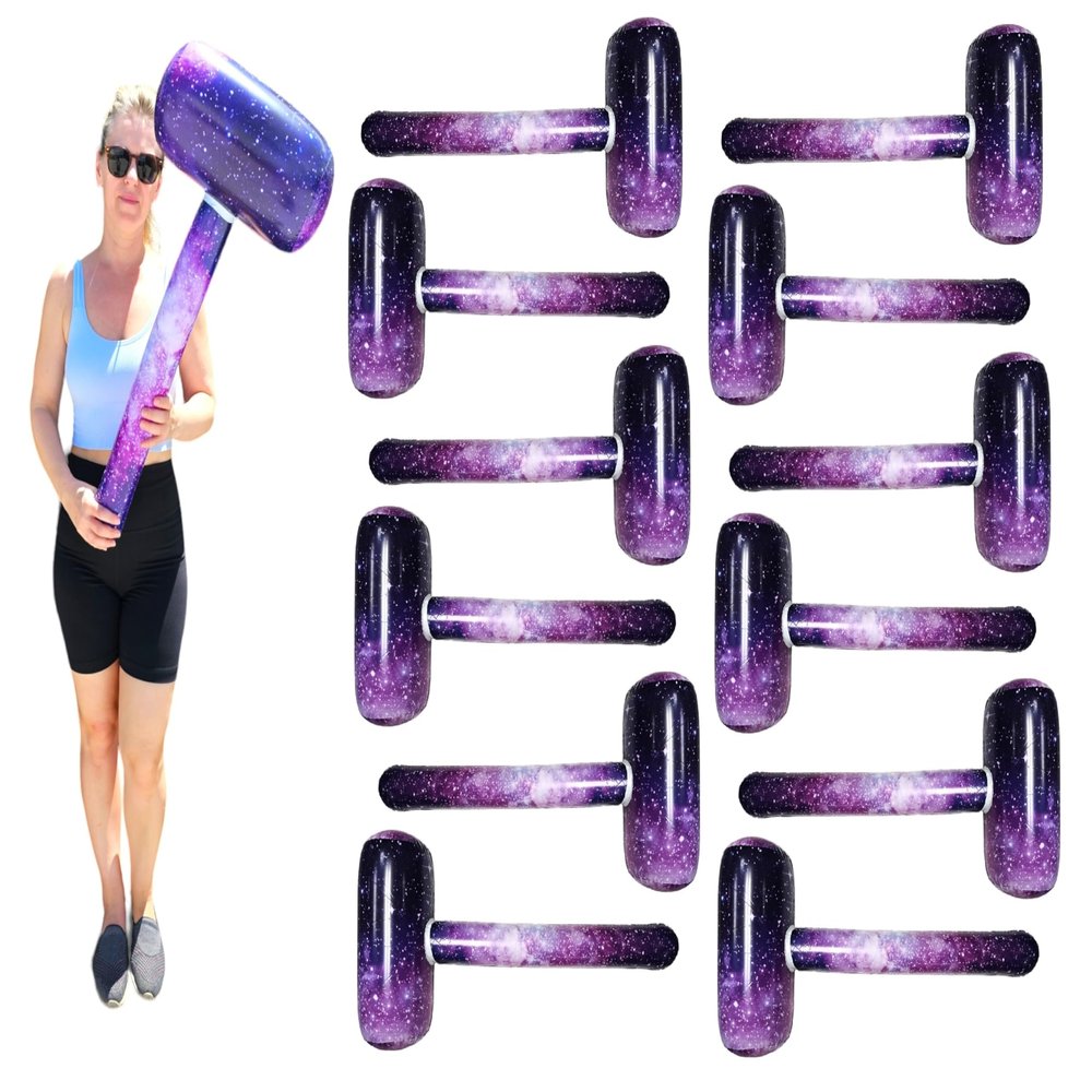 Zugar Land Galaxy Print Mallet (37 Inch) (12 Pack) Vinyl Inflatable Hammer for Pools and Beach Parties Science Themed (12 Pack)