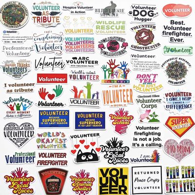 100Pcs Cool Volunteer Decals Youth Cute Volunteer Work Decal Animal Volunteer Label for Students