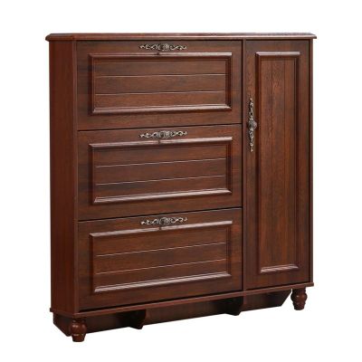 Shoes Shelf Shoe Cabinet with 3 Flip Drawers, Slim Shoe Storage Cabinet with Vintage Handle, Freestanding Rustic Shoe Organizer Cabinet for Entryway Bedroom Stackable Shoe Rack(140x19x116.5cm)