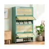 FURUIM2024M Shoes Shelf Shoe Cabinet - Multi Layer Shoe Storage Cabinet, Free Standing Shoe Organizer with Flip-up Doors, for Closet Hallway Bedroom Entryway, Green Stackable Shoe Rack(80x33x140CM) view 1