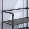 FURUIM2024M Shoes Shelf 5-Tier Coat and Shoe Rack, Entryway Coat Rack with 8 Hooks, Multifunctional Metal Shoe Rack Organizer for Bedroom Hallway Office, Black Stackable Shoe Rack(80cm) view 4