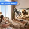 DLP 3D Glasses, 3D Active Shutter Glasses, Compatible with 96Hz-144Hz, USB Rechargeable, Left and Right Eye Rotation, High Compatibility, Comes with Wiping Cloth, for 3D Projectors view 2