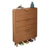 FURUIM2024M Shoes Shelf Shoe Cabinet, Wood Shoe Storage Cabinet with 3 Flip Drawers, Modern Slim Wooden Shoe Organizer Rack for Entryway Living Room Bedroom Stackable Shoe Rack(90x18x120CM) view 1