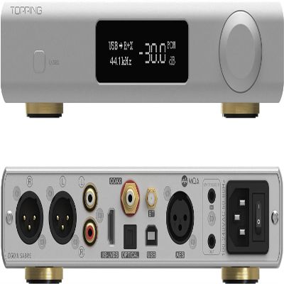 Auinshifiman Topping D90 III Sabre MQA Balance HiFi DAC 2X ES9039SPRO Chip Bluetooth 5.1 ES9039SPROx2 DSD512 PCM32bit/768kHz USB/BT/Coax/Opt/AES/IIS DA Converter Desktop Audio Preamp Decoder (Silver