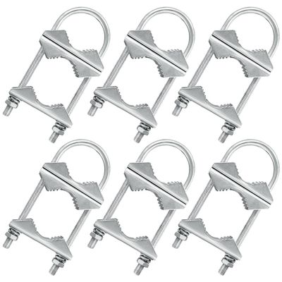 Double Antenna Mast Clamp V Jaw Block with U Bolts, Heavy Duty Mast to Mast Mount Bracket Kit for Outdoor Antenna 6 Sets