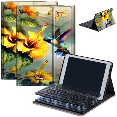 Case for Amazon Fire HD 10 & 10 Plus Tablet (13th/11th Generation, 2023/2021 Release) 10.1" with Keyboard, PU Leather Multiple-Angles Keyboard Case for Amazon Fire Tablet 10, Bird Yellow Flower