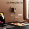 MOMAX 170W Universal Travel Adapter Worldwide, 5-in-1 GaN International Power Adapter for 2 Laptop, 3 USB-C PD& 1 USB-A QC Wall Charger, European Travel Plug Adapter for UK/US/AUS/JP,Travel Essentials view 2