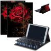 AIRWEE Case for Amazon Fire HD 10 & 10 Plus Tablet (13th/11th Generation, 2023/2021 Release) 10.1" with Keyboard, PU Leather Multiple-Angles Keyboard Case for Amazon Fire Tablet 10, Dark Red Rose view 1