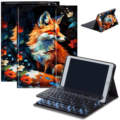 AIRWEE Case for Amazon Fire HD 10 & 10 Plus Tablet (13th/11th Generation, 2023/2021 Release) 10.1" with Keyboard, PU Leather Multiple-Angles Keyboard Case for Amazon Fire Tablet 10, Cute Fox