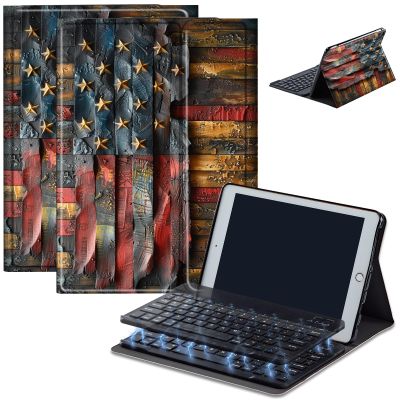 Case for Amazon Fire HD 10 & 10 Plus Tablet (13th/11th Generation, 2023/2021 Release) 10.1" with Keyboard, PU Leather Multiple-Angles Keyboard Case for Amazon Fire Tablet 10, Wooden America Flag