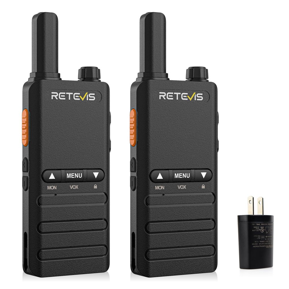 Retevis B3B Walkie Talkies Rechargeable, Mini Walkie Talkies,1620mAh,USB-C,Emergency Alarm, Slim,Small,Compact Two Way Radios for Camping Hiking(2 Pack)
