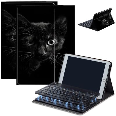 Case for Amazon Fire HD 10 & 10 Plus Tablet (13th/11th Generation, 2023/2021 Release) 10.1" with Keyboard, PU Leather Multiple-Angles Keyboard Case for Amazon Fire Tablet 10, Black Cat Eyes