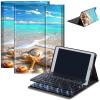 Case for Amazon Fire HD 10 & 10 Plus Tablet (13th/11th Generation, 2023/2021 Release) 10.1" with Keyboard, PU Leather Multiple-Angles Keyboard Case for Amazon Fire Tablet 10, Beach Seashells view 1