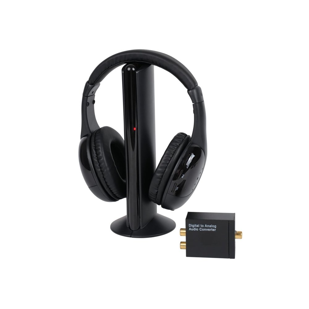 Queemie Wireless Headphones for TV Watching, FM Radio & Monitor, Wired Headset with Digital Decorder, Over-Ear Headset for Adult and Senior, Compatible Computer TV