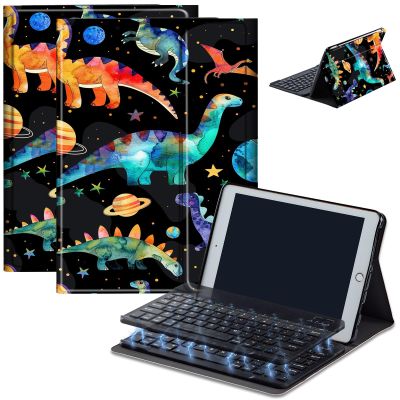 Case for Amazon Fire HD 10 & 10 Plus Tablet (13th/11th Generation, 2023/2021 Release) 10.1" with Keyboard, PU Leather Multiple-Angles Keyboard Case for Amazon Fire Tablet 10, Watercolor Dinosaurs