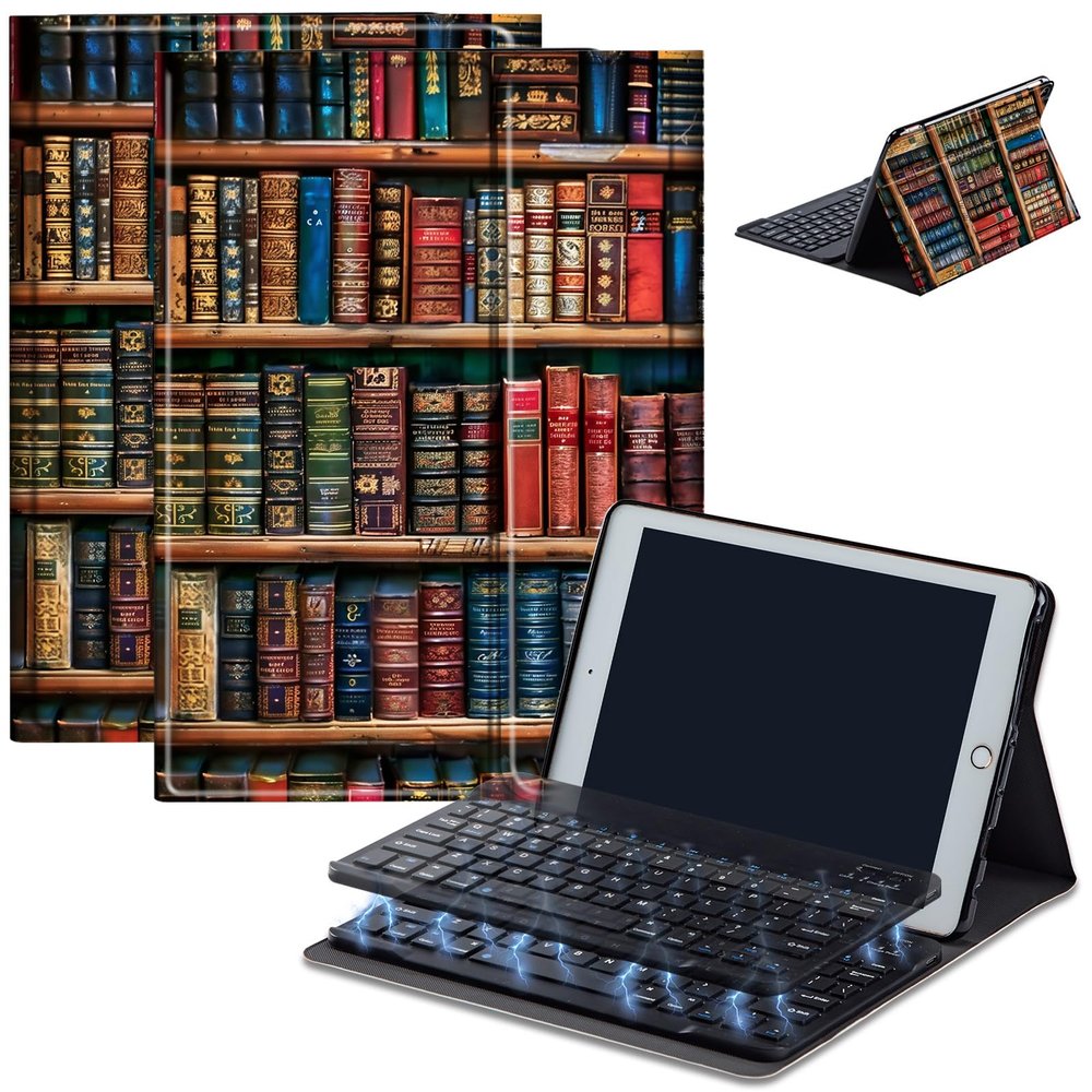 Case for Amazon Fire HD 10 & 10 Plus Tablet (13th/11th Generation, 2023/2021 Release) 10.1" with Keyboard, PU Leather Multiple-Angles Keyboard Case for Amazon Fire Tablet 10, Books