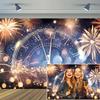 10x5ft Vinyl XMJJKUF New Year Backdrop Bokeh Gold Dots Glitter Fireworks Countdown Clock Background Happy New Year Celebration Party Decors Photo Studio Props view 1
