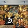 15x10ft Vinyl XMJJKUF Happy New Year 2026 Backdrop Gold Champagne Sparkling Fireworks Countdown Clock Background New Year Festival Party Supplies Photo Booth Props view 1