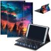 AIRWEE Case for Amazon Fire HD 10 & 10 Plus Tablet (13th/11th Generation, 2023/2021 Release) 10.1" with Keyboard, PU Leather Multiple-Angles Keyboard Case for Amazon Fire Tablet 10, Sunset Forest view 1