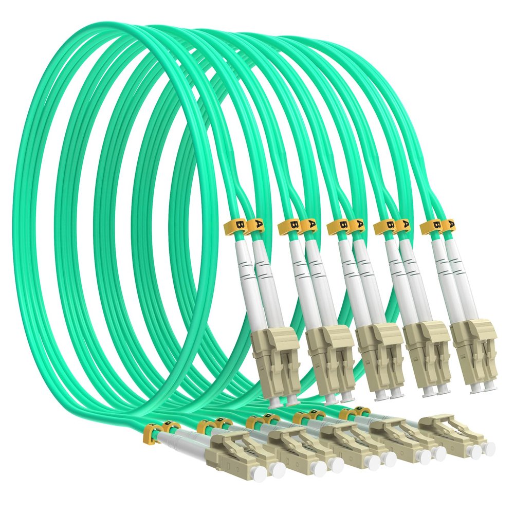 VIGTP OM3 Multi-Mode Aqua LSZH Fiber Cable 3m 5Pack - LC to LC 50/125m, 10Gb Ethernet