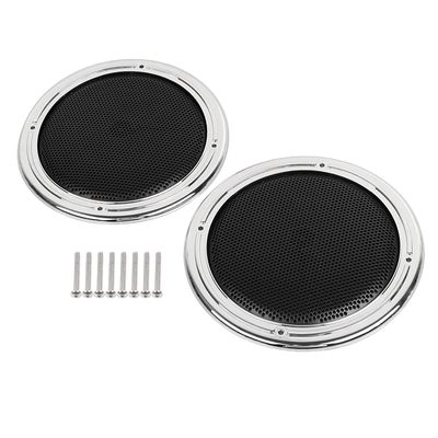 YDLMT Black+Chrome Motorcycle Rear Speaker Grill Mesh Trim Covers for Harley Electra Glide Tri Glide 2014-2023, Road Glide Ultra 2016-2019