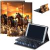Case for Amazon Fire HD 10 & 10 Plus Tablet (13th/11th Generation, 2023/2021 Release) 10.1" with Keyboard, PU Leather Multiple-Angles Keyboard Case for Amazon Fire Tablet 10, Horses Running view 1