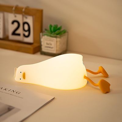 ATSUI Duck Night Light, LED Squishy Novelty Animal Night Lamp, Food Grade Silicone, 3 Level Dimmable Rechargeable Nursery Nightlight for Breastfeeding Toddler Baby Kids