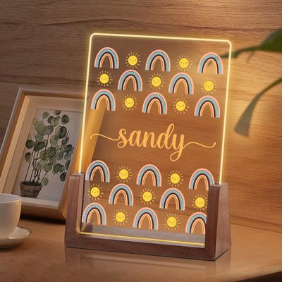 TINYHOMES Personalized Rainbow Bridge Night Light for Baby Girls Custom Easter Birthday Gifts Acrylic Plaque Customized Baby Nursery Decor Plaque with Name Christmas Unique Gifts for Kids