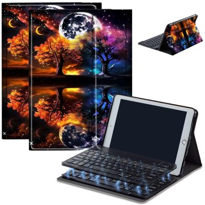 AIRWEE Case for Amazon Fire HD 10 & 10 Plus Tablet (13th/11th Generation, 2023/2021 Release) 10.1" with Keyboard, PU Leather Multiple-Angles Keyboard Case for Amazon Fire Tablet 10, Trees Tree