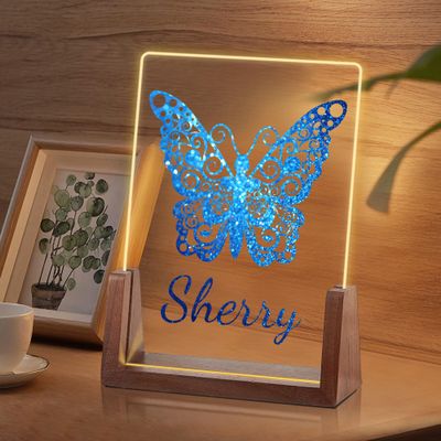 TINYHOMES Customized Butterfly Night Light for Girls Personalized Baby Girls Easter Birthday Gifts Acrylic Plaque Custom Baby Nursery Decor Plaque Christmas Unique Gifts for Kids
