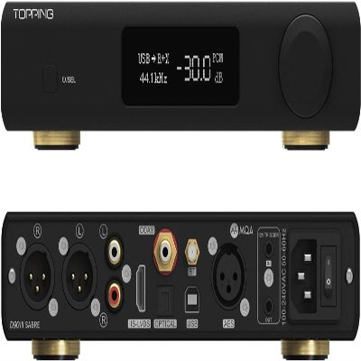 Auinshifiman Topping D90 III Sabre MQA Balance HiFi DAC 2X ES9039SPRO Chip Bluetooth 5.1 ES9039SPROx2 DSD512 PCM32bit/768kHz USB/BT/Coax/Opt/AES/IIS DA Converter Desktop Audio Preamp Decoder (Black)