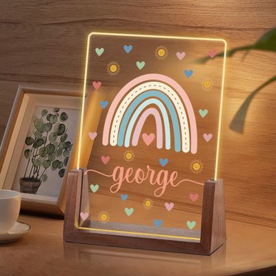 Personalized Rainbow Bridge Night Light for Girls Custom Easter Birthday Gifts Acrylic Plaque for Baby Girl Customized Baby Nursery Decor Plaque with Name Christmas Unique Gifts for Children