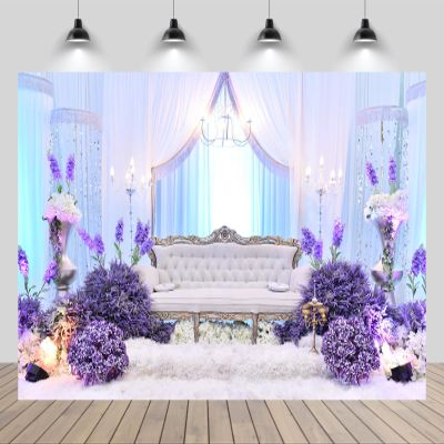 CHNYWORK 10ftx8ft Wedding Theme Purple Flowers Backdrop for Photography Wedding Stage Decorations Background Wedding Anniversary Party Decoration Bridal Shower Banner Photo Shoot Props