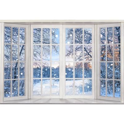 YongFoto Winter Snow Window Scene Backdrop 20x10ft Tree Rime Snowfield Snowy Photography Background Christmas New Year Event Party Banner Room Decor Portraits Photoshoot Wallpaper Studio Booth Props