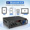Amplifier Home Audio Stereo Receivers with Bluetooth 5.0,Receicer for Speakers Max 800W, 2.0 Channel Stereo Amplifier System for Home Speakers, Karaoke,Garage,Home Amp/USB/SD/RCA/MIC in view 3