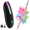 2.4G Rechargeable Wireless Mouse, 7 Color Breathing Lights Computer Mouse (Black-Transparent Nose) Bundle with Stylus Pen for iPad, Apple Pencil for iPad 2018-2023 with Palm Rejection (Rose Gold) view 1