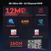 ONWOTE 12MP 16 Channel PoE NVR (Built-in 16 PoE Ports), 4TB HDD Included, Smart AcuSearch, Only Work with ONWOTE PoE IP Cameras, 16CH 6K 4K 8MP NVR Security Video Audio Recorder, 2 SATA Support 20TB view 3