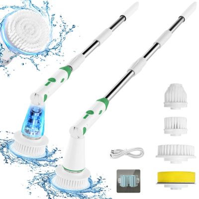 Electric Spin Scrubber, 2024 New Bathroom Cleaner, Power Shower Cleaning Brush with Extendable Handle & 4 Brush Heads, Shower Scrubber for Bathtub Tile Grout Kitchen Window and Floor